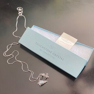 Touchstone Crystal Silver Lariat Necklace with Crystal Accents